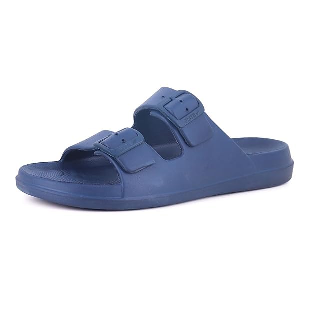 Flite FL504 EVA Men's Slippers with Double Adjustable Straps | Lightweight, Soft Cushioned & Non-Slip Sandals | Daily use Comfortable Chappals (Blue, UK Footwear Size System, Adult, Men, Numeric, Medium, 7) - Image 2