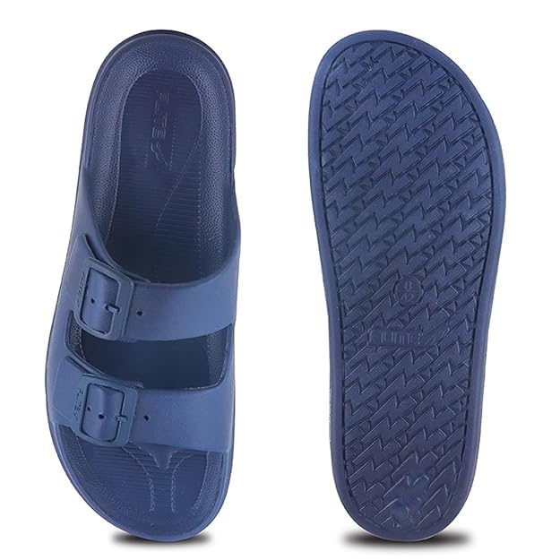 Flite FL504 EVA Men's Slippers with Double Adjustable Straps | Lightweight, Soft Cushioned & Non-Slip Sandals | Daily use Comfortable Chappals (Blue, UK Footwear Size System, Adult, Men, Numeric, Medium, 7) - Image 4