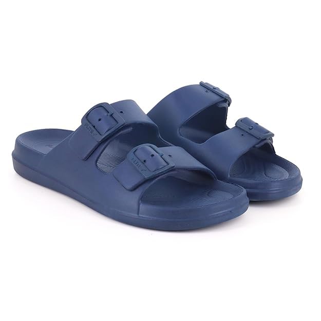 Flite FL504 EVA Men's Slippers with Double Adjustable Straps | Lightweight, Soft Cushioned & Non-Slip Sandals | Daily use Comfortable Chappals (Blue, UK Footwear Size System, Adult, Men, Numeric, Medium, 7) - Image 1