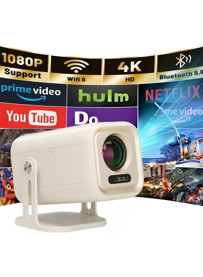 أكسلوت جهاز عرض صغير محمول يدعم 4K مع WiFi 6 وBluetooth 5.4، مكبر صوت 5 وات، جهاز عرض مكتب محمول أصلي 1080P Full HD، جهاز عرض أفلام قابل للدوران 270 درجة عموديًا تلقائيًا للمكتب والمنزل والخارج - Image 1
