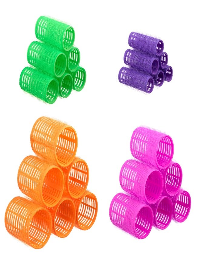 Expressions 24pc Hair Rollers Collection - Bright Colored Classic Hair Rollers for Curls & Lift, Self-Grip Hair Curlers for Women In Assorted Sizes - Image 2