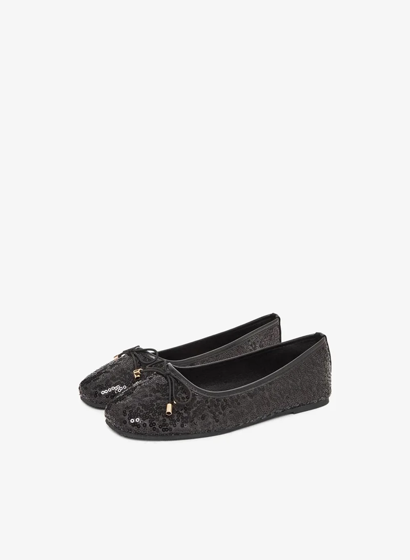 Styli Teens Black Sequin Ballet Flats