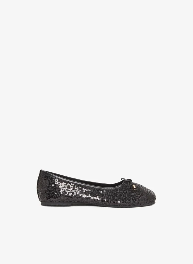 Styli Teens Black Sequin Ballet Flats