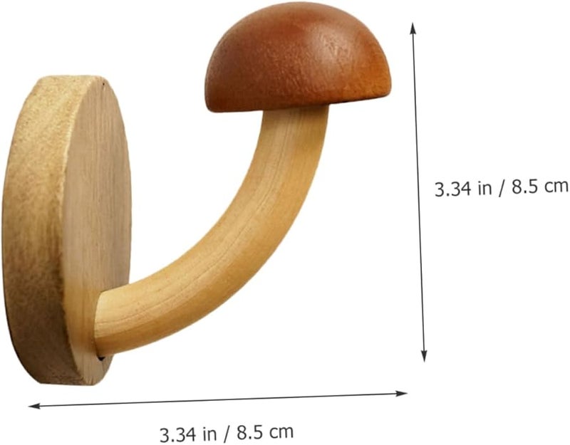 4Pcs Solid Wood Mushroom Wall Hooks No Drill Coat Hat Hangers For Kitchen Bathroom Bedroom Door - Image 3