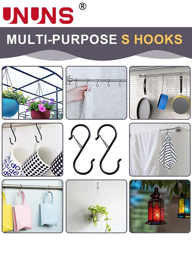 S-Shaped Hooks,16pcs Hanging Rust-Proof S Hooks With Safety Buckle Design,Heavy Duty S Shaped Hooks For Hanging Plants Coffee Cups Pots And Pans Clothes Bags In Kitchen Bathroom