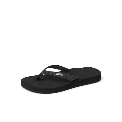 Reef Star Cushion Womens Flip Flop, Soft Cushion Footbed, Arch Support, Black, 6 - Image 1