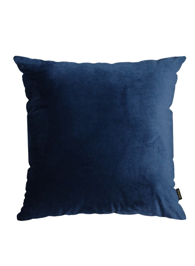 Premium Plain Square Shaped Velvet Decorative Cushion Navy Blue 50 x 50 cm 372343