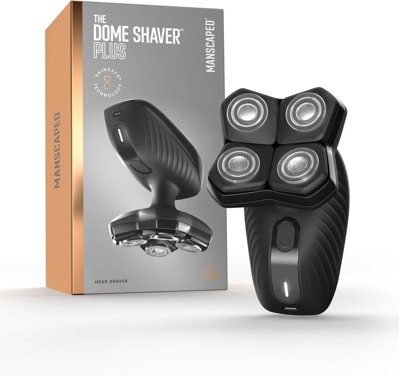 manscaped MANSCAPED The Dome Shaver Plus Mens Head Shaver  Four DoubleTrack Rotary Blades with SkinSafe  FlexAdjust Technology Waterproof USBC Charging Magnetic Detachable Blade Pad Travel Lock