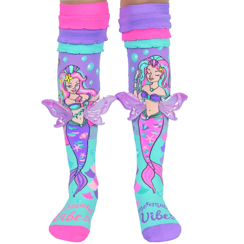 MADMIA Mermaid Vibes Socks, Cute Knee-High Socks with Frills & Wings - Image 1