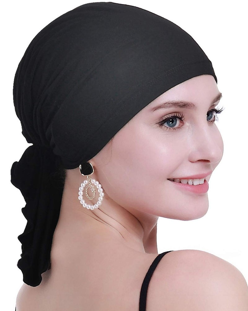 osvyo Chemo Headscarf for Women Hair Loss - Cancer Slip On Headwear Turbans Sealed Packaging Black - Image 1