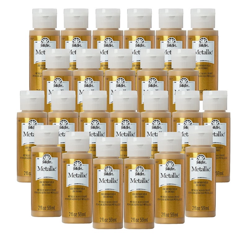 FolkArt K658 Paint Acrylic Metallic 2 Fl Oz Pack of 24 Antique Gold - Image 2