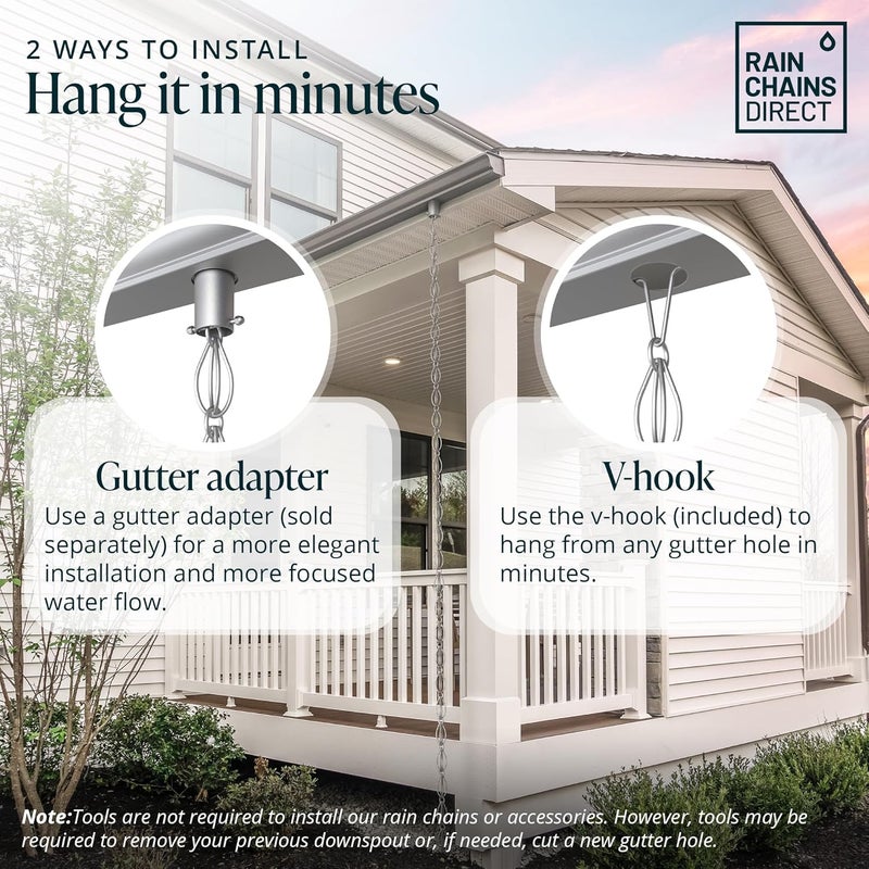Rain Chains Direct Store - Double Oval Loop - 8.5 FT - Gray Milled Aluminum - Premium Rain Chains for Gutters - Image 5