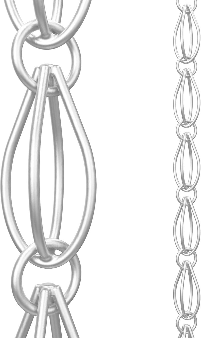 Rain Chains Direct Store - Double Oval Loop - 8.5 FT - Gray Milled Aluminum - Premium Rain Chains for Gutters - Image 1