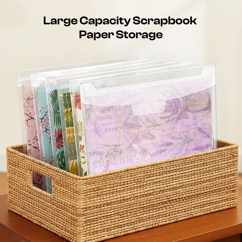 Csyidio 10 PCS 12 x 12 Inch Scrapbook Paper Storage Organizer with Label Stickers, Clear Paper Storage Bag for Holding Scrapbooking, Vinyl, Photos and File Enclosed Storage - Image 5