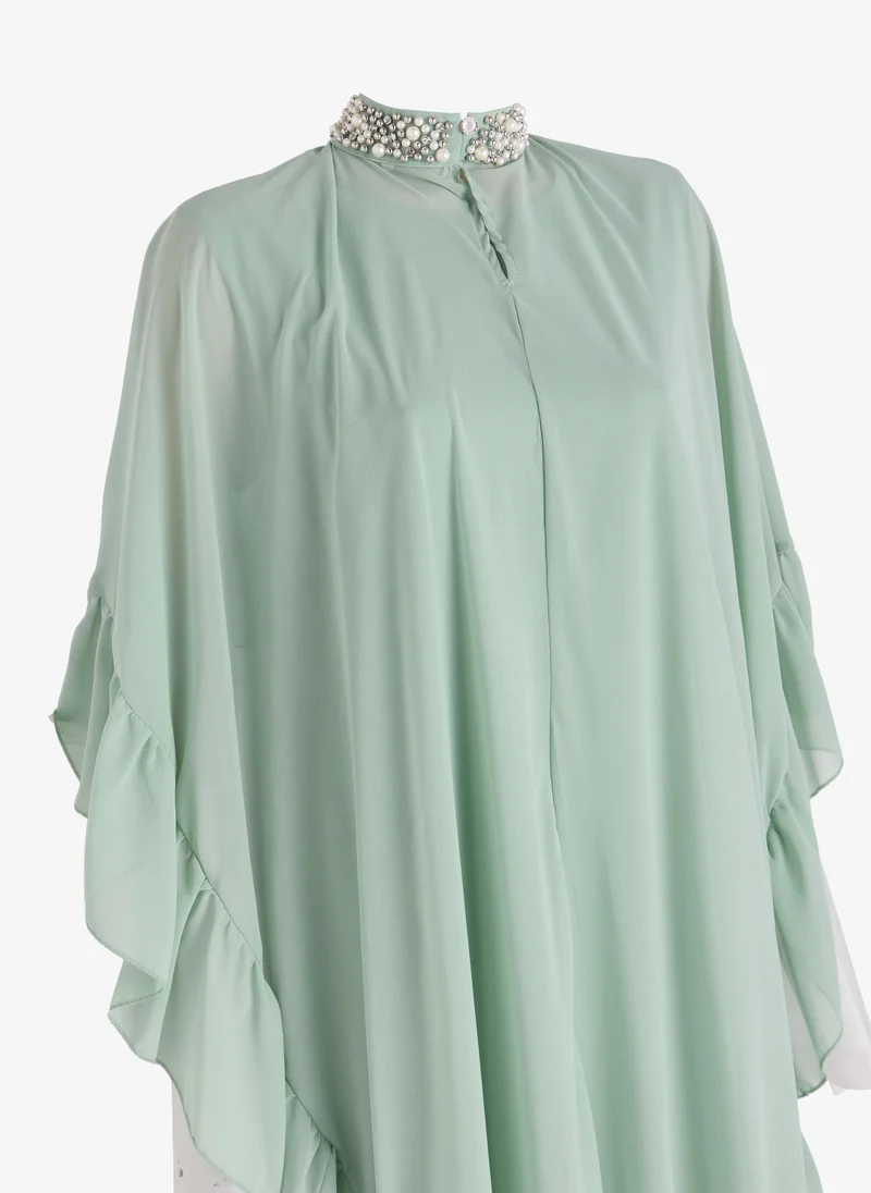 Khizana  Plus size Dress With Ruffled Cape Sleeves for Women | Best Price UAE