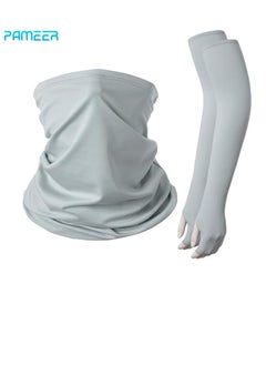 PAMEER Sunlight UV Protection Neck Scarf Bandana, Headwear Balaclava, Face Cover Neck Gaiter Scarf, and Ice Silk Cooling Arm Sleeves With Thumb Holes for Sun Wind Dust Protection for Outdoor Works  - Image 1