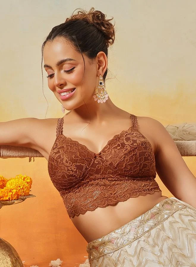 Clovia Padded Non-Wired Full Coverage Longline Bralette