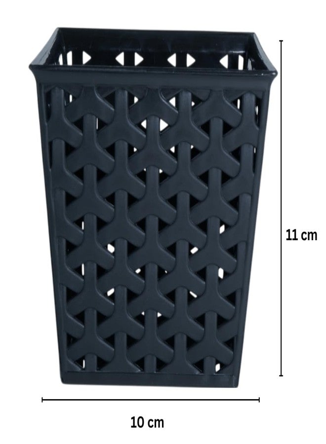 MORVI Linea Square Plastic Multipurpose Organizer For Kitchen, Bathroom, Salon, Office|Stationery,Cutlery,Pen,Makeup Brushes Holder|Hanging Toothbrush Stand |Pack Of 3 | BLACK RED WHITE - Image 3