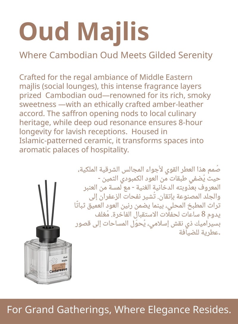 Cedarwave Reed Diffuser Oud Majlis Arabic Fragrance | Long-Lasting Oriental Home Scent | Premium Luxury Home Decor | Elegant Gift - Image 2
