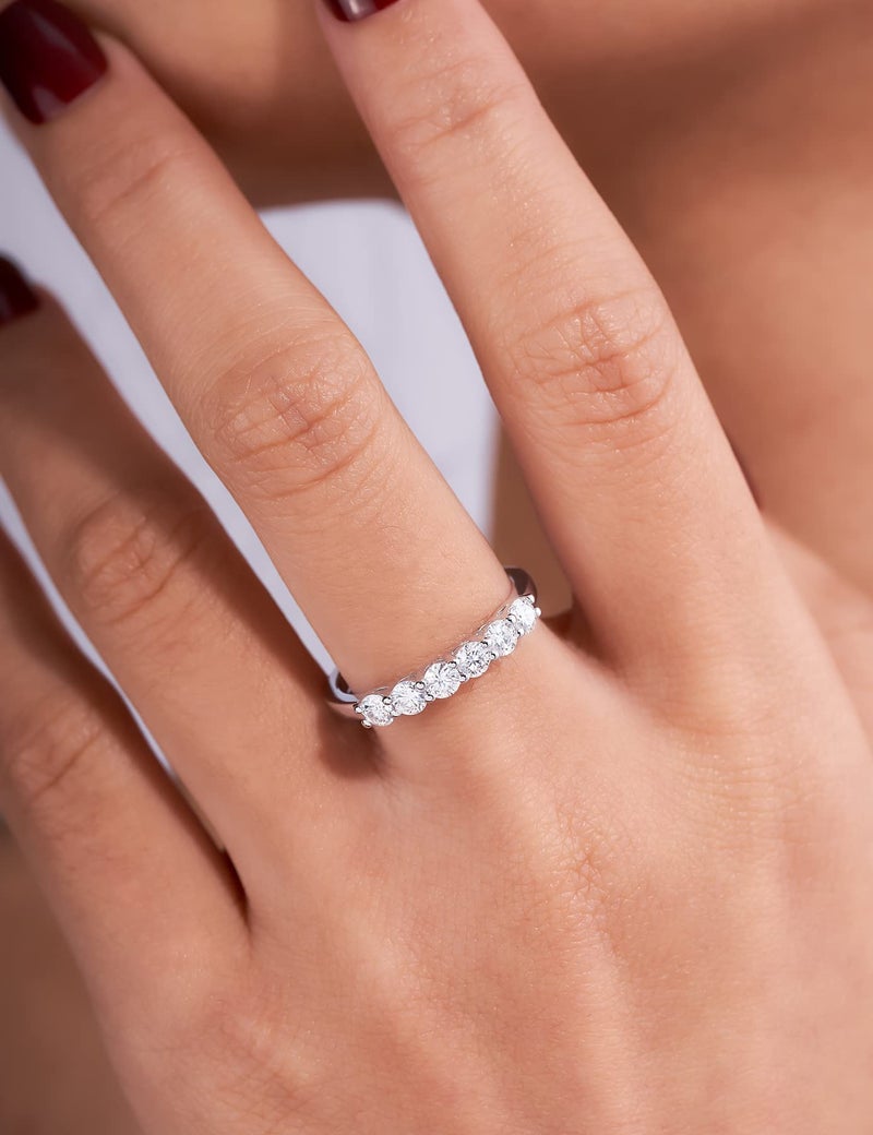 IMOLOVE Moissanite Wedding Band for Women Eternity Bands Moissanite Wedding Rings for Women Sterling Silver Ring Anniversary Band White Gold Plated Size 5.5 - Image 3