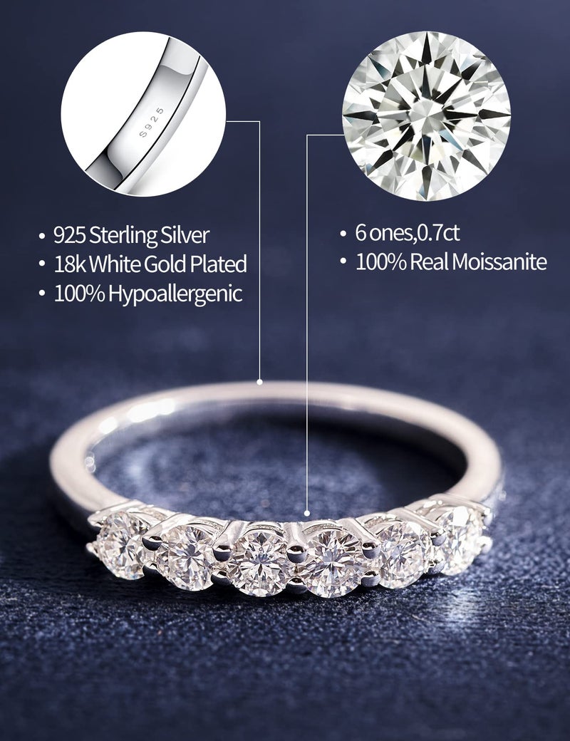 IMOLOVE Moissanite Wedding Band for Women Eternity Bands Moissanite Wedding Rings for Women Sterling Silver Ring Anniversary Band White Gold Plated Size 5.5 - Image 2