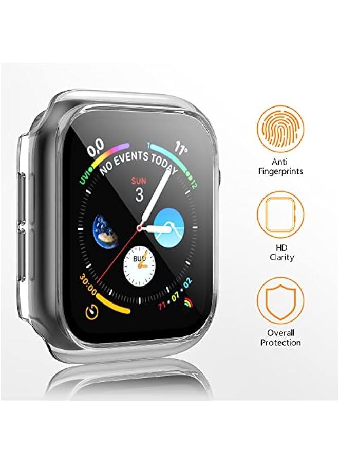 3 Pack Case for Apple Watch SE 40mm Series 6 Series 5 Series 4 Hard PC Case with Tempered Glass Screen Protector Waterproof Anti-Scratch Full Protective Cover for iWatch 40mm (Transparent) - Image 2