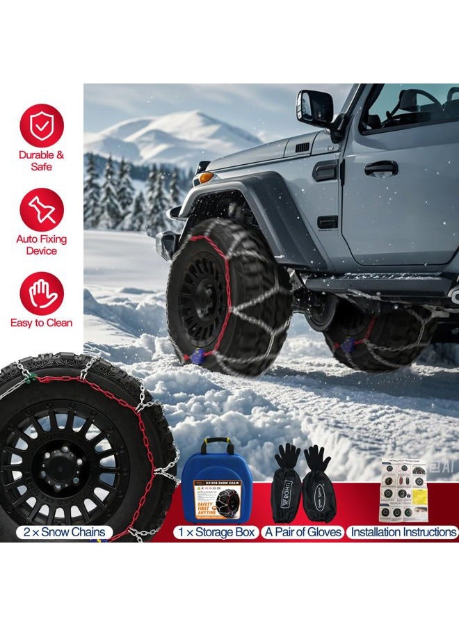 DEDC Tire Chains for Trucks, Snow Chains for Off Road SUV Pickup, Tire Traction Winter Ice Iced Cold Road, Car Accessories Easy Install 1 Min Quick Fit - Set of 2 - Image 2