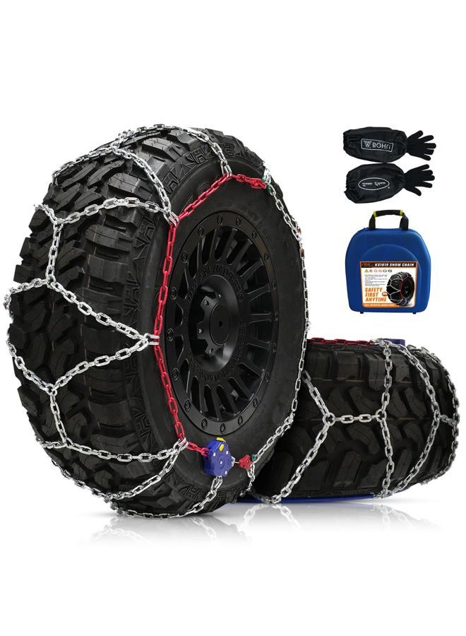 DEDC Tire Chains for Trucks, Snow Chains for Off Road SUV Pickup, Tire Traction Winter Ice Iced Cold Road, Car Accessories Easy Install 1 Min Quick Fit - Set of 2 - Image 1