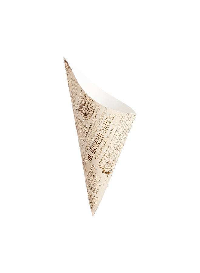 Restaurantware Conetek 10-Inch Eco-Friendly Finger Food Cones: Perfect for Appetizers - Food-Safe Paper Cone with Newsprint Styling - Disposable and Recyclable - 100-CT - Image 1