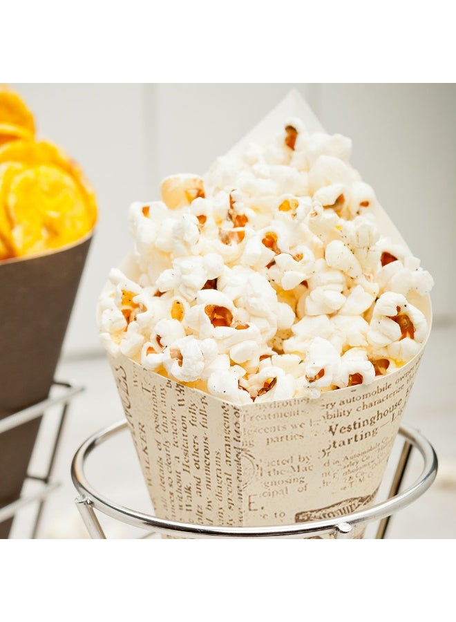 Restaurantware Conetek 10-Inch Eco-Friendly Finger Food Cones: Perfect for Appetizers - Food-Safe Paper Cone with Newsprint Styling - Disposable and Recyclable - 100-CT - Image 3