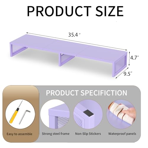 Gugsey Dual Computer Monitor Stand Riser, Desk Organizers and Accessories, Printer & TV Stand, Desk Shelf, Office Desk Accessories & Desktop Workspace Organizer for Office Supplies, Purple - Image 2