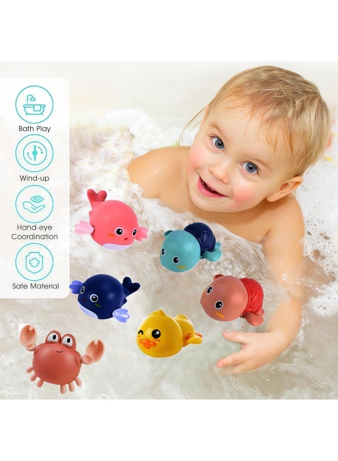 Bath Toy,Cute Animal Clockwork Bathtub Swimming Pool Toy,Baby Bath Toys for Toddlers 1-3, Boys & Girls Water Bath Toy Set,6 Pack（Random models） - Image 2