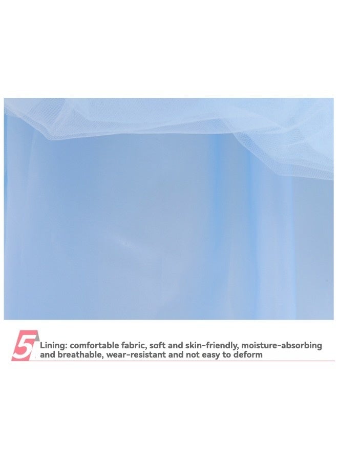 فستان أميرة للبنات من عمر 4 إلى 7 سنوات - فستان أزرق طويل مزين بالترتر والشبك مع تاج، عصا، قفازات، عقد، أقراط، خاتم، ضفيرة - زي تنكري للعب الأدوار والهدايا