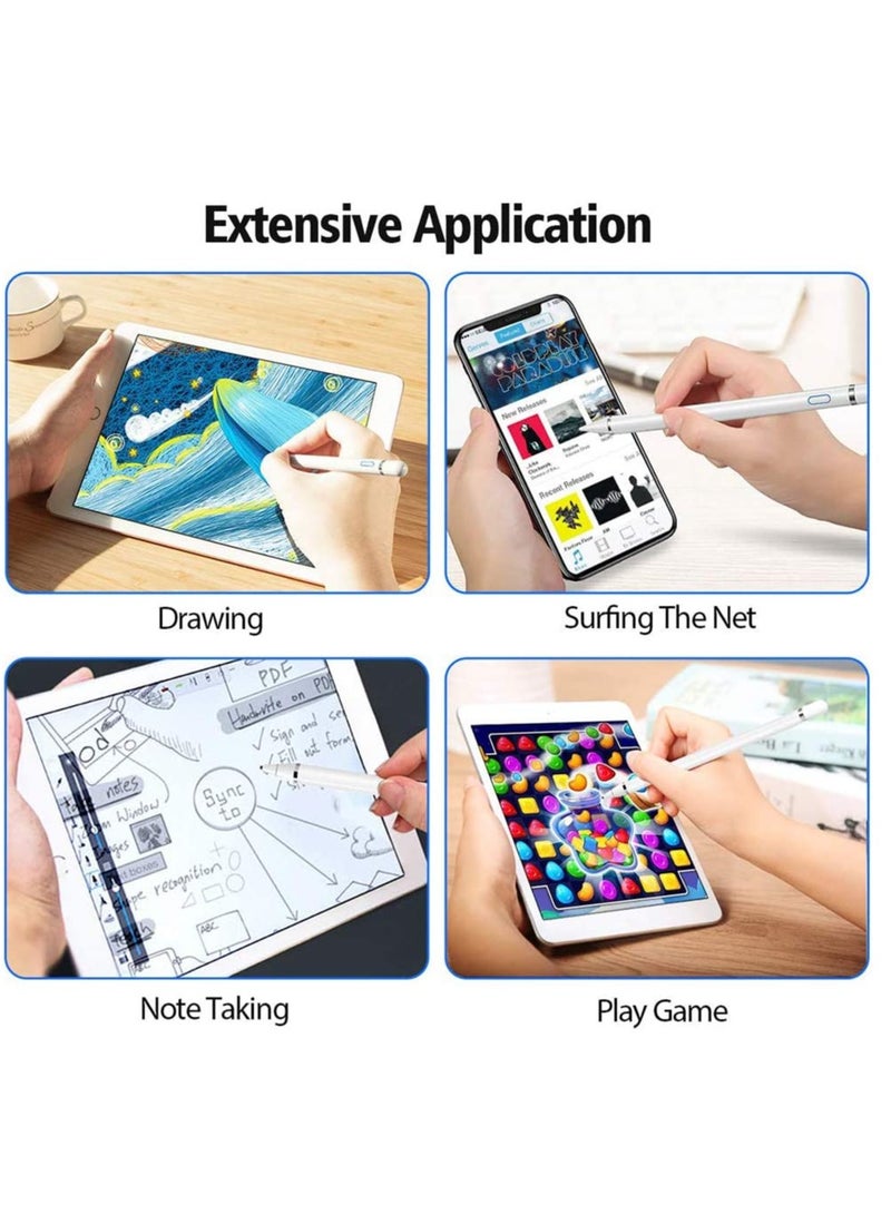 دوسالا قلم ستايلس نشط للشاشات التي تعمل باللمس، قلم رقمي قابل لإعادة الشحن برأس رفيع مقاس 1.5 مم، قلم ستايلس برأس رفيع متوافق مع أجهزة iPhone وiPad والأجهزة اللوحية الأخرى (أبيض) - Image 2