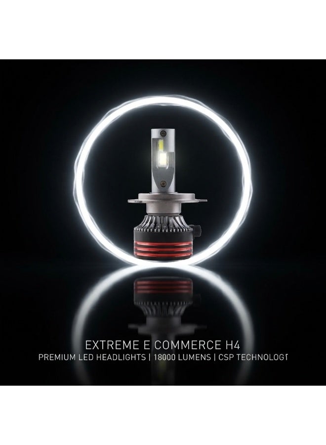 Extreme E Commerce H4 LED Headlight Bulbs, 18000LM, 6500K Cool White, 120W High Power, Fan-Cooled Conversion Kit (H4) - Image 2