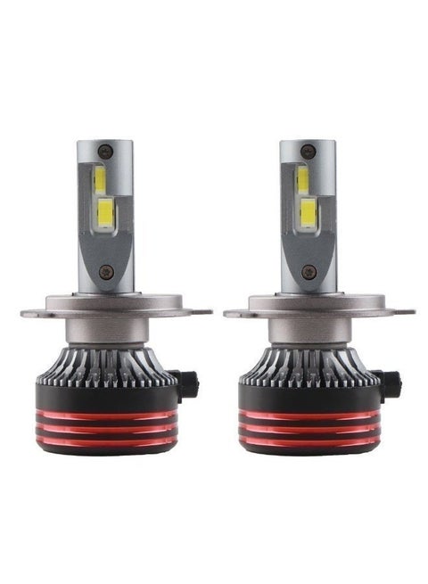Herista H4 LED Headlight Bulbs, 20000LM 6500K Cool White, 120W High Power, Fan-Cooled (Pair)