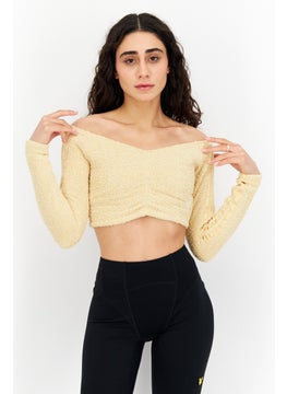 adidas Originals Women Sportswear Long Sleeve Outdoor Cropped Top, Beige  - Image 1