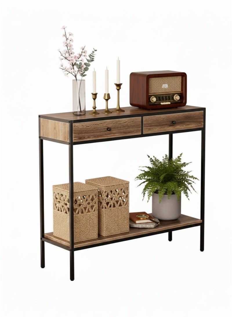 AGD Coffee Table For Living Room  Console Table with Drawers Wooden Worktop Table 2 Drawers Bottom Shelf for Living Room ,hallway, Corridor - Image 1