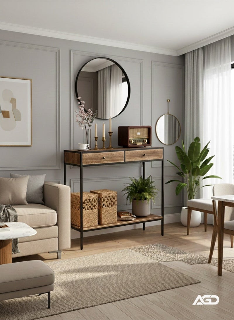 AGD Coffee Table For Living Room  Console Table with Drawers Wooden Worktop Table 2 Drawers Bottom Shelf for Living Room ,hallway, Corridor - Image 2