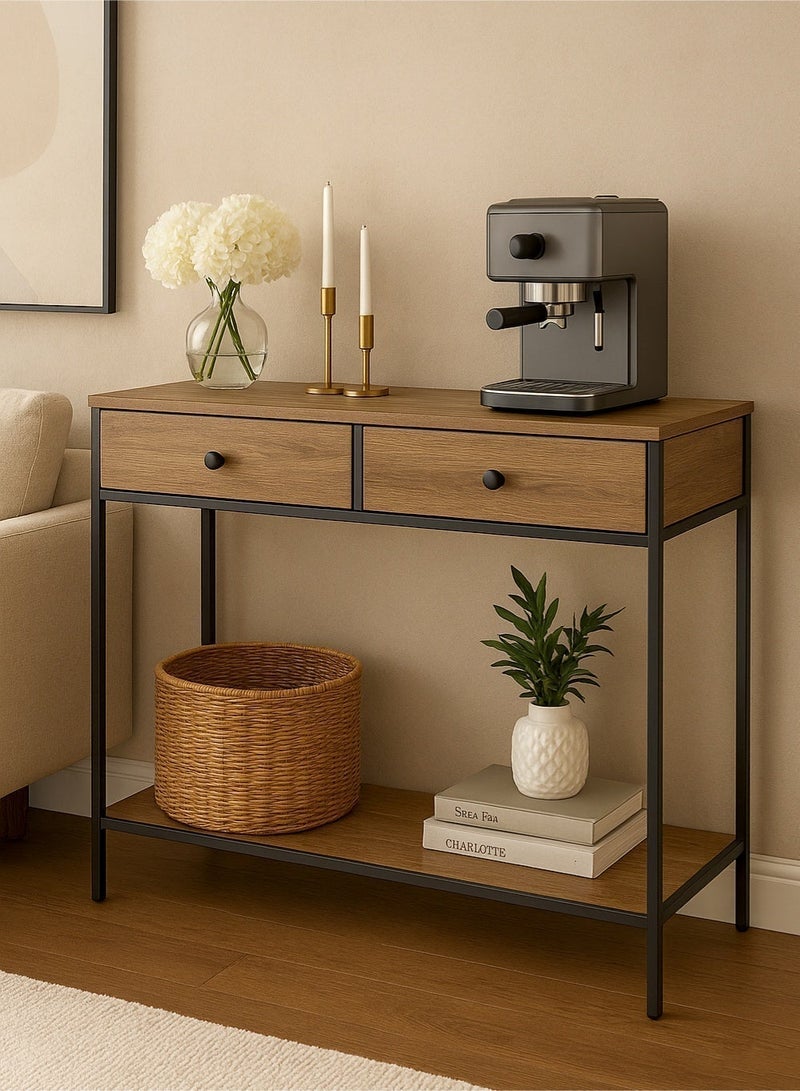 AGD Coffee Table For Living Room  Console Table with Drawers Wooden Worktop Table 2 Drawers Bottom Shelf for Living Room ,hallway, Corridor - Image 3