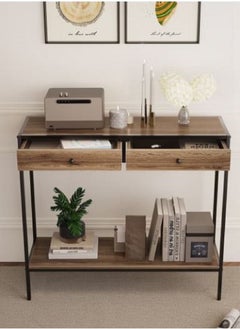 AGD Coffee Table For Living Room  Console Table with Drawers Wooden Worktop Table 2 Drawers Bottom Shelf for Living Room ,hallway, Corridor  - Image 1