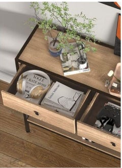 AGD Coffee Table For Living Room  Console Table with Drawers Wooden Worktop Table 2 Drawers Bottom Shelf for Living Room ,hallway, Corridor  - Image 3