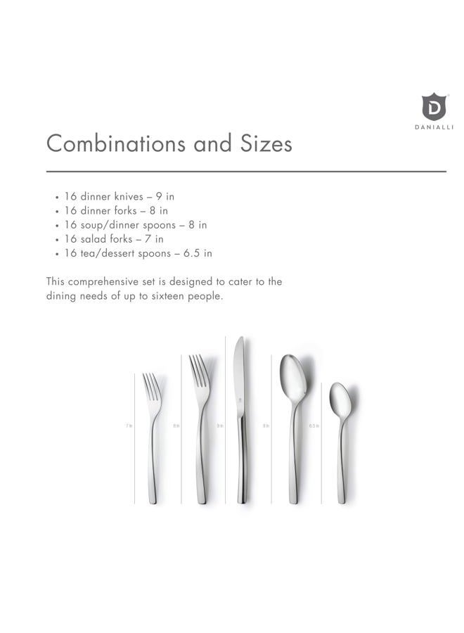 DANIALLI 80 Piece Silverware Set For 16, 18 10 Stainless Steel Silverware Set, Modern Sleek Flatware Set Includes Knife/Fork/Spoon & Long Teaspoon/Salad Fork Mirror-Polished & Dishwasher Safe Cutlery - Image 3
