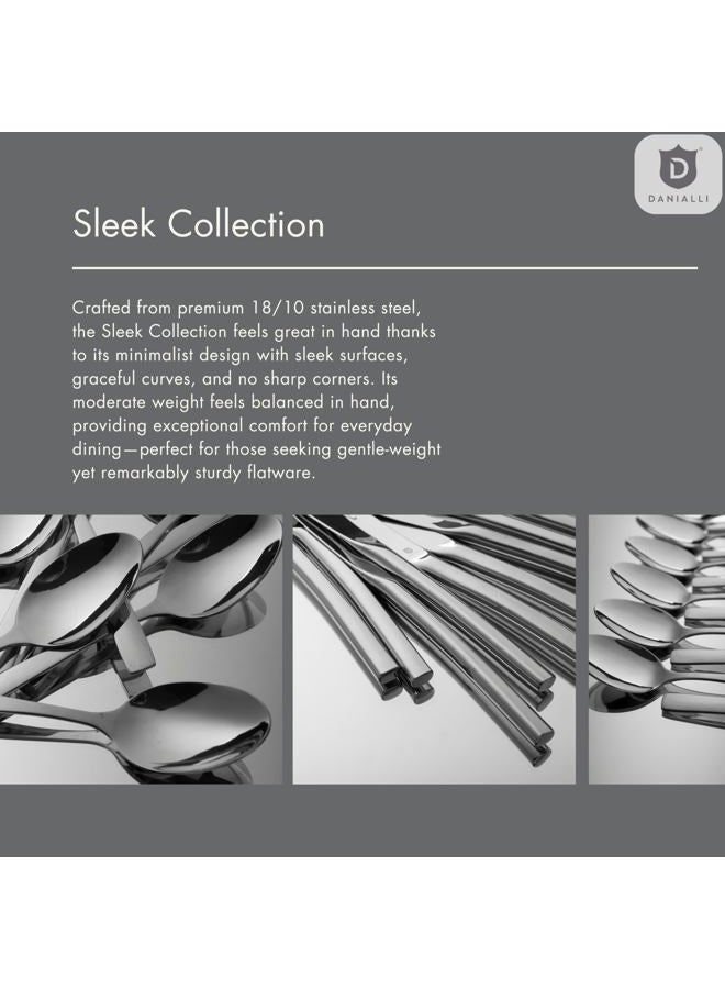 DANIALLI 80 Piece Silverware Set For 16, 18 10 Stainless Steel Silverware Set, Modern Sleek Flatware Set Includes Knife/Fork/Spoon & Long Teaspoon/Salad Fork Mirror-Polished & Dishwasher Safe Cutlery - Image 4