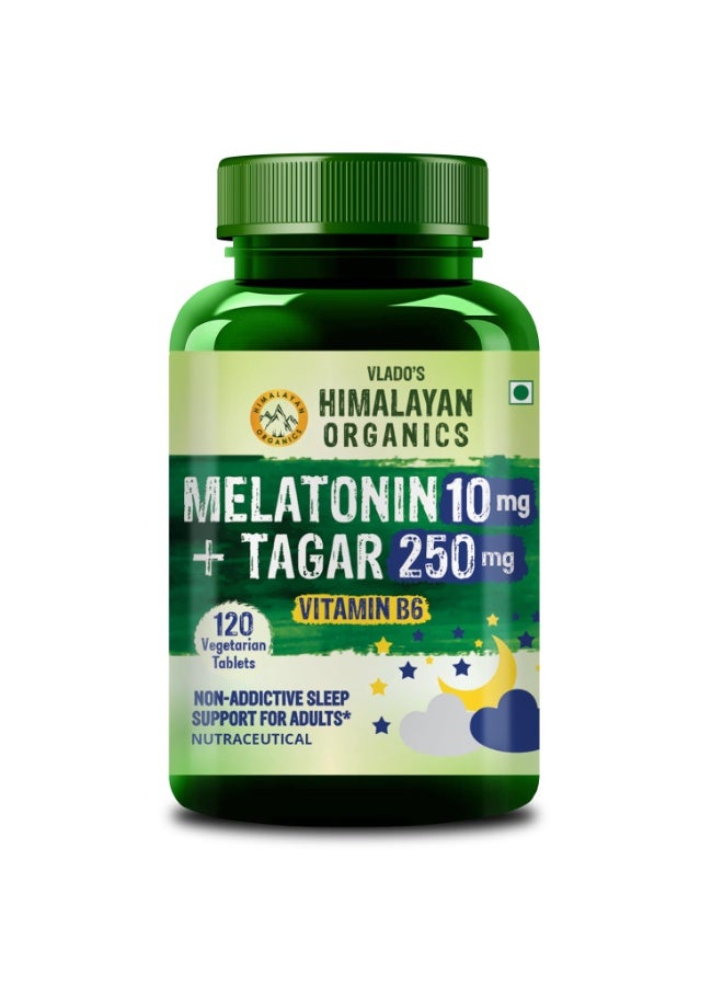 هيمالايان أورجانيكس ميلاتونين هيمالايا أورجانيكس 10 ملغ + تاجار 250 ملغ فيتامين ب6 - 120 قرصًا - Image 1