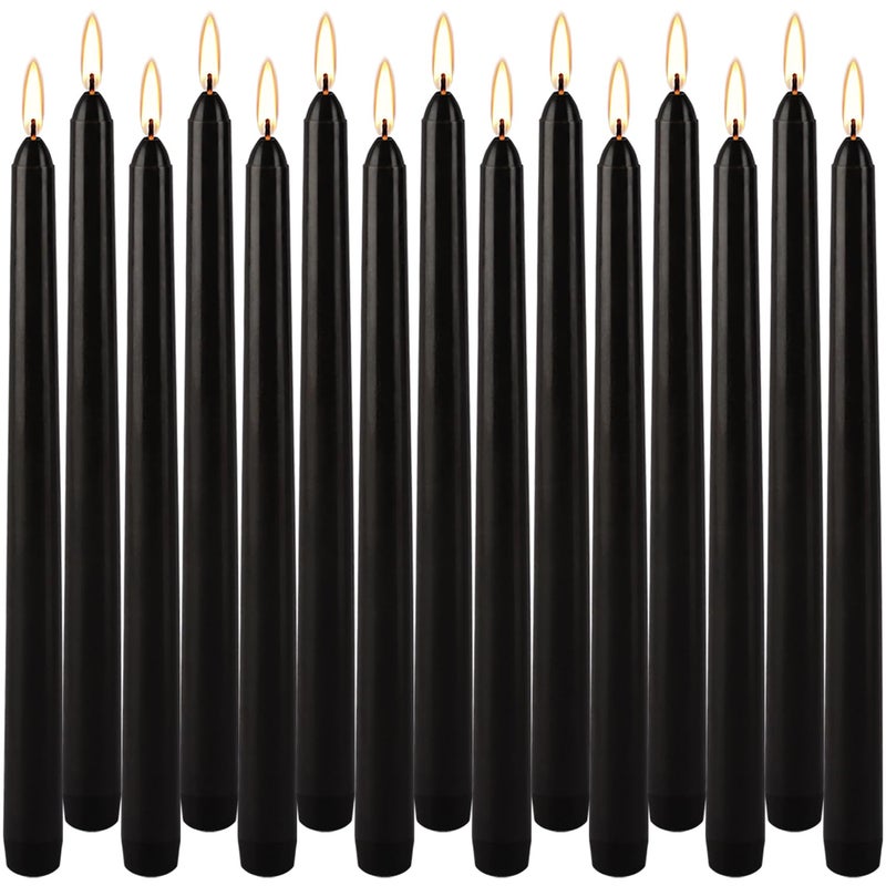 YIHANG Black Taper Candles - Set of 14 Dripless Candles - 10 inch Tall, 3/4 inch Thick - 7.5 Hour Clean Burning Perfect for Householdï¼ŒDinner or Any Event - Image 1