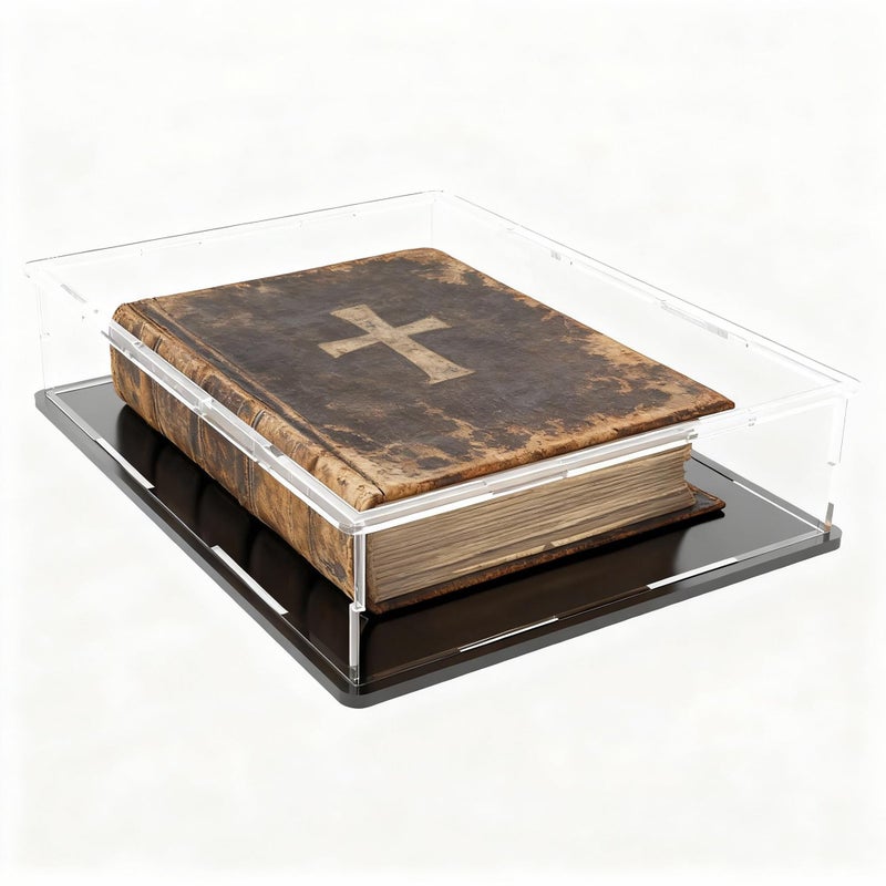 HOPEME Clear Display Case for Book, Acrylic Box Protector for Stamps, Coins, Cards, Photos, Album, Jewellery, Books and Collectibles 10.6 (L) Ã— 8 (W) Ã— 2.4 (H) inch - Image 1