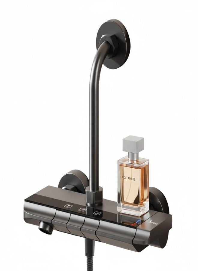 Specule Modern Wall Mixer For Bathroom 3 in 1 with 190 mm L-Bend Set | Shower Mixer for Bathroom with Handy Storage Space for Essentials | Shower System | Black Wall Mixer for Bathroom - Image 1