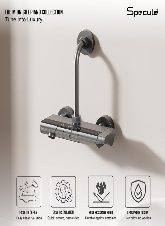 Specule Modern Wall Mixer For Bathroom 3 in 1 with 190 mm L-Bend Set | Shower Mixer for Bathroom with Handy Storage Space for Essentials | Shower System | Black Wall Mixer for Bathroom - Image 5