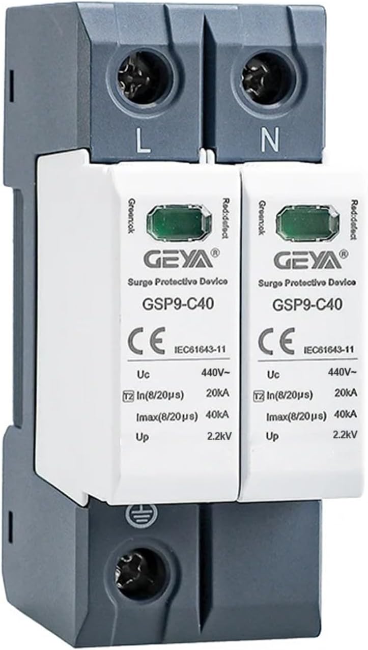GEYA Surge Protector 20KA-40KA SPD Home Surge Protector DIN Rail (2P,AC440V) - Image 1